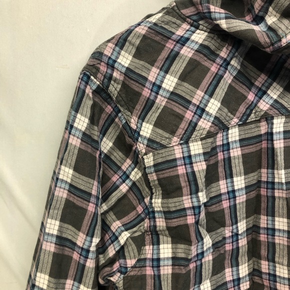 Boston Traders Black Pink An Blue Flannel Shirt W Hoodie Quilt Lined Size XXL - Picture 7 of 11